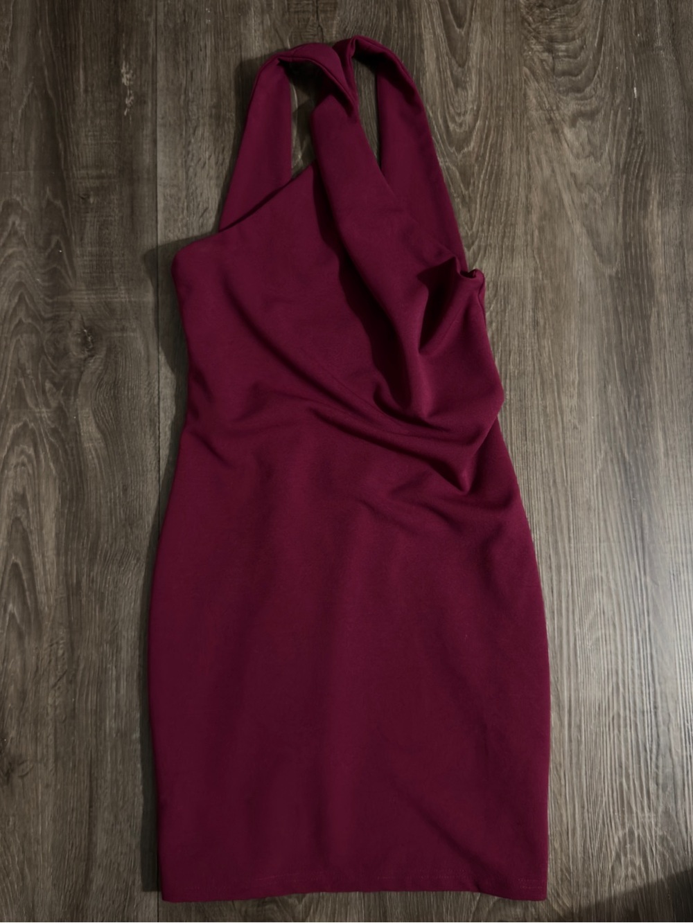 Lulu's Wine Halter Bodycon Mini Dress